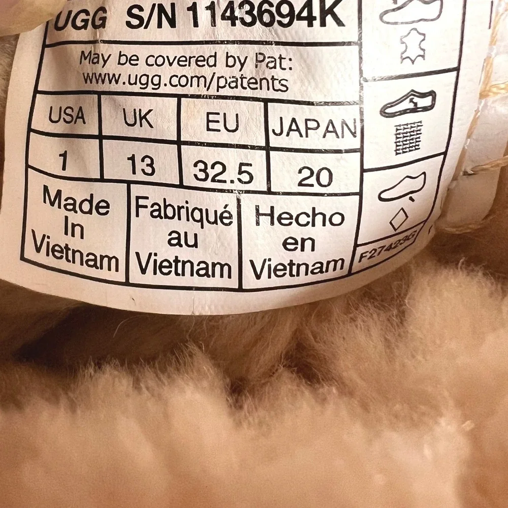 UGG Kids Sunburst Tall Chestnut Suede Shearling Boots 1143694K Size 1